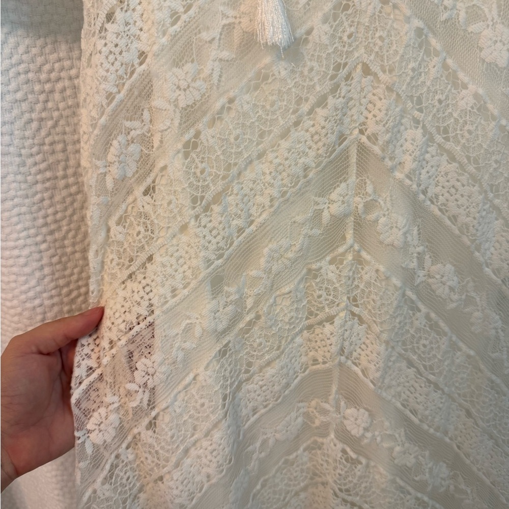 Maje White Lace Maxi Dress with Long Sleeves - Sz. 1 (small) - Picture 7 of 8